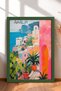 Amalfi Pink Belt and Potted Plant on a Terraced Frame – Italy Poster – Living Room, Kitchen, Wall Decor – Itp162