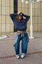 FW Cool Puff Navy Blue Relaxed-Fit Hoodie