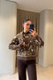 Authentic Patterned Shawl Knit Sweater - Coffee-Ekru - 4