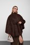 Brown-Belted Stand-Up Collar Faux Fur Oversized Poncho - 2