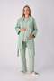 Maternity Pajama Set with Robe, 3-Piece Set, Lace Panel, Buttoned, Nursing-Friendly, Jacquard. - 3