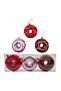 3-Piece Donut-Shaped Christmas Tree Ornament Set – Decorative Fir Tree Ornament Set with Red, Pink, and Brown Glittery Sequins - 2