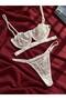 Banded Detail Soft Lace Underwire Lingerie Set - 4