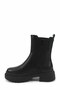 Women's Black Chelsea Boots, Fleece-Lined, Thick Sole, Side Zipper, Elasticated. - 6