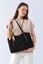 Alvera Women's Shoulder Bag, Tote Style, Suede-Look, with Scarf Detail, Black. - 7