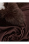 LCW Modest Brown Fur-Trimmed Tasseled Women's Shawl - 4
