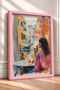 Dolce Far Niente, Coffee Shop with Women, Framed Painting, Italy Poster, Living Room, Kitchen, Wall Decor, Itp151. - 2