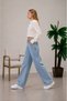 Captain Women's High-Waisted Light Blue Palazzo Jeans, Stretchy Denim Pants with Lycra. - 2