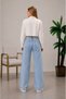 Captain Women's High-Waisted Light Blue Palazzo Jeans, Stretchy Denim Pants with Lycra. - 3