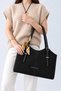 Alvera Women's Shoulder Bag, Tote Style, Suede-Look, with Scarf Detail, Black.