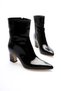 Zrcb2 Premium Black Patent Leather Chunky Heel Zippered Winter Boots (7cm) - 3