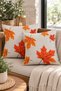 Custom-Designed 4-Piece Cushion Cover Set with a Leaf Pattern, Featuring a Digitally Printed Design on One Side, for Decorative Purposes. - 2