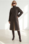 Women's Dark Mink Long Cashmere Coat with Stand-Up Collar and Belt Kbn-19000027 - 4
