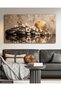 Black Ceramic Stone and Gold-Detailed Floral One-Piece Canvas - Canvas Painting - 6