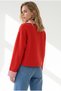 Women's Red Polo Collar Crop Sweatshirt with Striped Detailing Swt-19000825 - 2