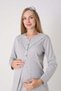 Maternity and Postpartum Nightgown Set, 2-Piece, V-Neck, Button-Down, Nursing-Friendly, Patterned Nightgown. - 6