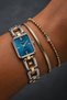 Milano Women's Silver Gold-Colored Metal Strap Watch with Blue Dial and Rectangular Case – 20 Mm.