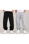Unisex 2-Thread Elastic Waist Sweatpants – Black & Grey Mélange, Set of 2