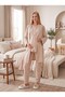 New Season Beige Shawl Collar Nursing-Friendly, Custom-Designed Long-Sleeved Maternity and Postpartum Robe and Pajama Set. - 2