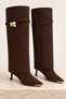 Serenza Detachable Dust Cover Detailed Buckle Zipper Pointed Metal Tip Thin Heel Women's Boots - 8