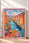 Florence, Stone Bridge, and Colorful Houses – Framed Painting, Italy Poster, Wall Decor, Itp173. - 3