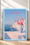 Portofino Coast and Poppies in a Pitcher – Framed Painting, Italy Poster, Wall Decor, Itn016. - 3