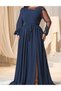 Rochie lunga, bleumarin - 2