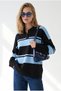 Women's Blue Coffee Polo Neck Oversized Knit Sweater Kzk-19001200 - 4