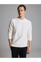 Ecru, High-Neck, Logo-Detailed, Patterned Sweatshirt 50331634-Vr019