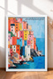 Riomaggiore Colorful Houses and Boats Framed Painting Italy Poster Wall Decor Itp195