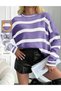 Bluza Oversize, Mov/Alb - 2