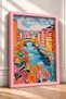 Florence, Stone Bridge, and Colorful Houses – Framed Painting, Italy Poster, Wall Decor, Itp173. - 2