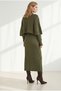 Women's Khaki Cardigan Dress with Braided Hair Detail, Tkm-19000529. - 2
