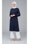 Women's Middle-Aged and Older Winter Tunic with a Cycling Collar, Stone-Embellished Front, and Elasticed Sleeves. - 2