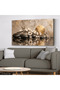 Black Ceramic Stone and Gold-Detailed Floral One-Piece Canvas - Canvas Painting - 4