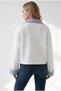 Women's White Polo Collar Crop Sweatshirt with Striped Detailing Swt-19000825 - 2