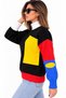 New Season Women's Turtleneck Color Block Knit Sweater with Pocket Detail, Oversized Fit. - 2