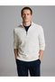 Ecru 3-Thread Regular Fit Zippered Stand-Up Collar Basic Sweatshirt 50334032-Vr019 - 2