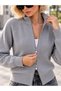 Women's High-Neck, Double-Zippered Premium Knit Cardigan - 2