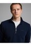 Navy Blue 3-Thread Regular Fit Zippered Stand-Up Collar Basic Sweatshirt 50334032-Vr033 - 2