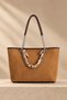 Women's Stylish Shoulder Bag with Leopard Print and Silver Chain Detail.