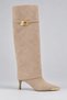 Serenza Detachable Dust Cover Detailed Buckle Zipper Pointed Metal Tip Thin Heel Women's Boots - 3