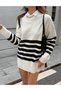 Pulover Oversize, Crem/Negru - 3