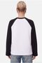 Women's Luther 100% Cotton Long Sleeve Black and White Long Sleeve Raglan T-Shirt. - 5