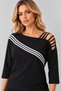 Women's Long-Sleeved, One-Shoulder, Cross-Strap Detail, Ribbed Viscose Two-Thread Blouse and Pants Set - New Season: Sporty Elegance and Modern Chic. - 2