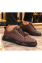 Premium Genuine Leather Men's Casual Lace-Up Sneakers with Thick Soles - 5
