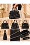 Women's Stone-Striped 2-Piece Bag Set - Glittery Evening Bag & Glittery Everyday Bag with Adjustable Shoulder Strap and 2 Compartments. - 4