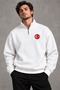 Half-Zip Sweatshirt with a Turkish Flag Print and a Stand-Up Collar.