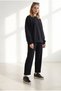 Women's Black Basic Loose-Fit Top and Bottom Set Tkm-19000528 - 4