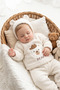 Baby Kids Plush 3-Piece Set: Winter Top, Pants, and Plush Outfit with Bear Design and Ear-Flap Hat, 6-18 Months. - 3